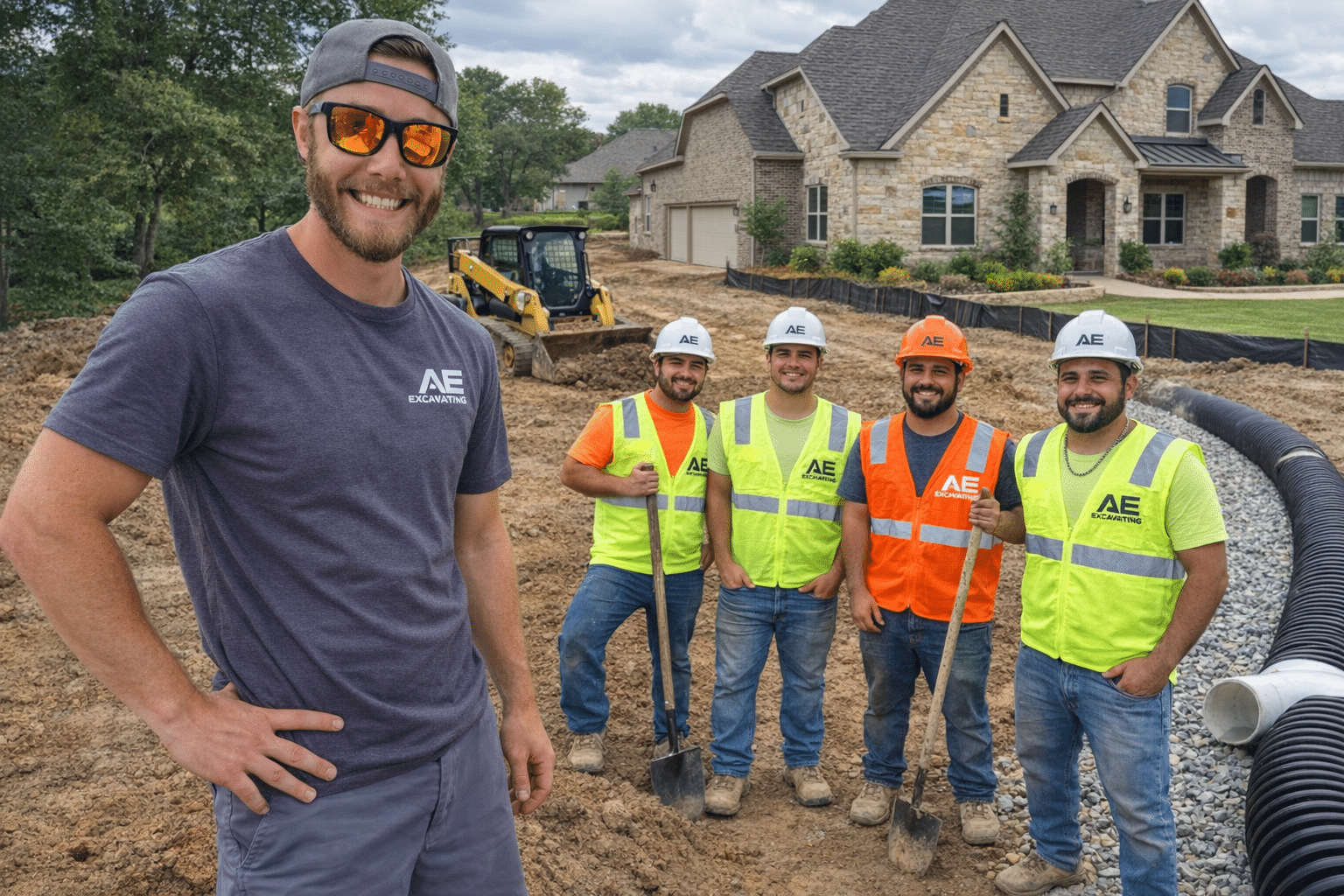 Connor and the AE Excavation crew on a Montgomery County job site