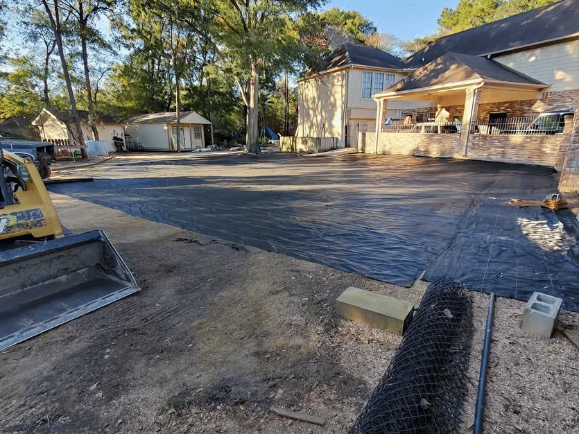 Commercial paving and site work in progress